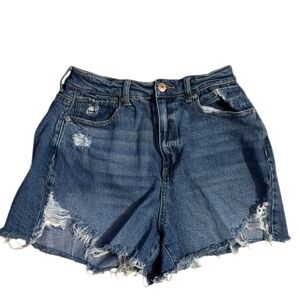 American Eagle Outfitters Women's High Rise Mom Distressed Jean Shorts Size 8